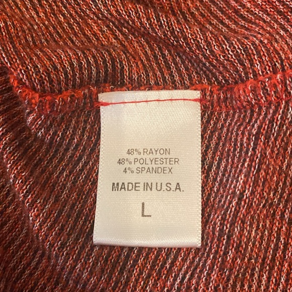 Bobeau Red Orange Knit Cardigan Sweater. Lightweight Button Down. Size L. - Picture 14 of 15